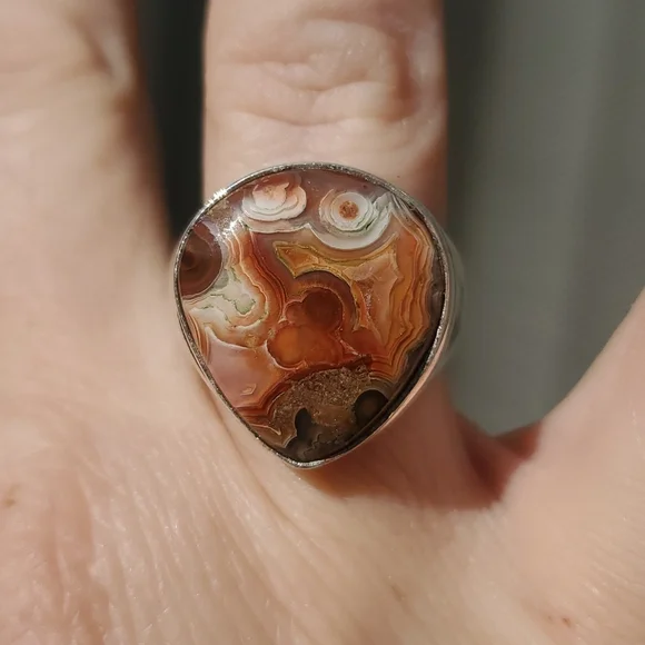 New Men's Crazy Lace Agate 925 Silver Ring. - Picture 15 of 15